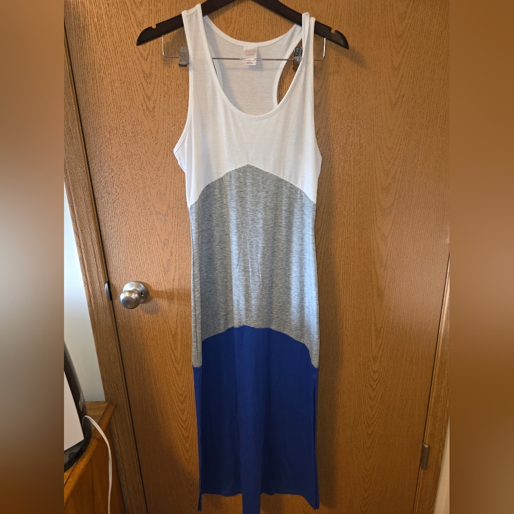 Xhilaration White, Blue, and Gray Maxi Dress